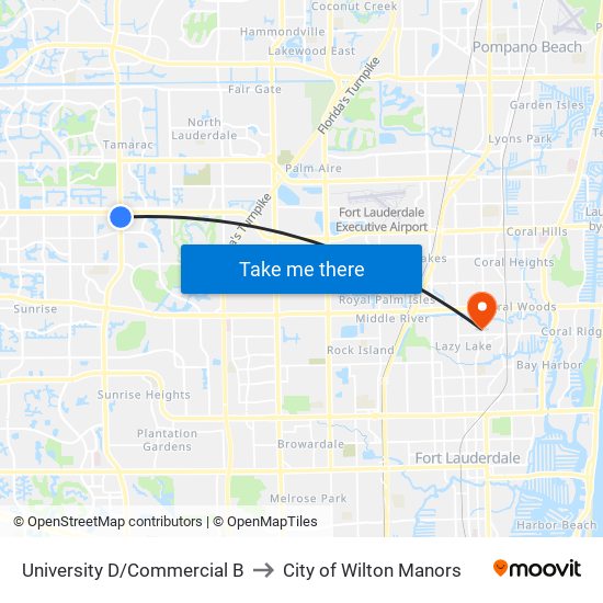 University D/Commercial B to City of Wilton Manors map