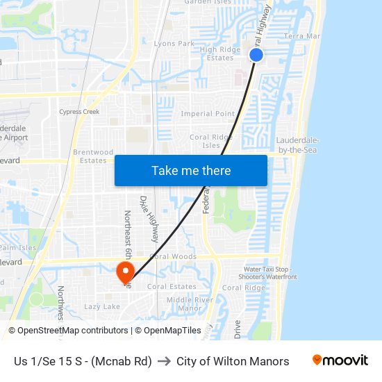 Us 1/Se 15 S - (Mcnab Rd) to City of Wilton Manors map