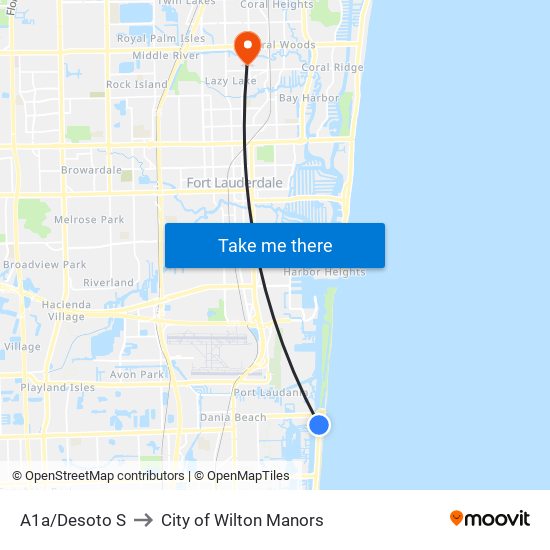 A1a/Desoto S to City of Wilton Manors map