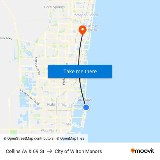 Collins Av & 69 St to City of Wilton Manors map