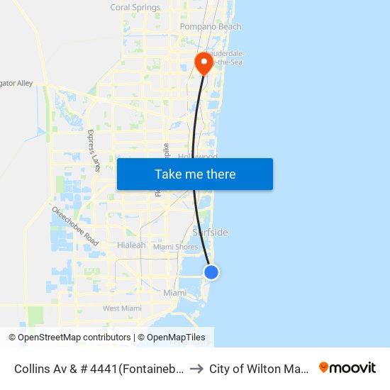 Collins Av & # 4441(Fontainebleau) to City of Wilton Manors map