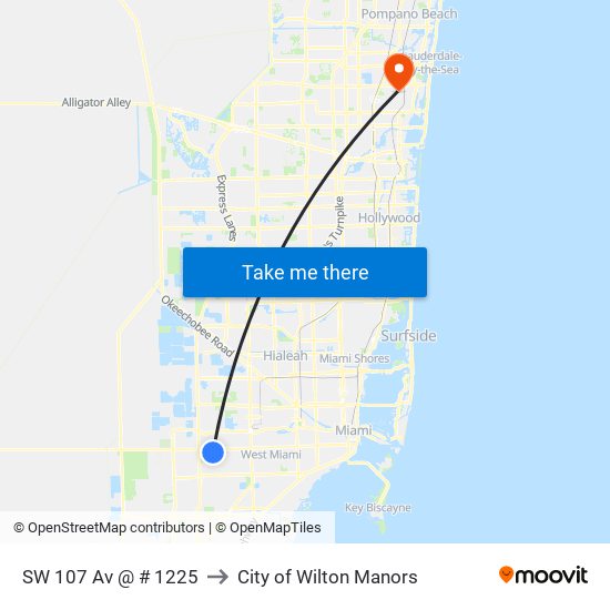 SW 107 Av @ # 1225 to City of Wilton Manors map