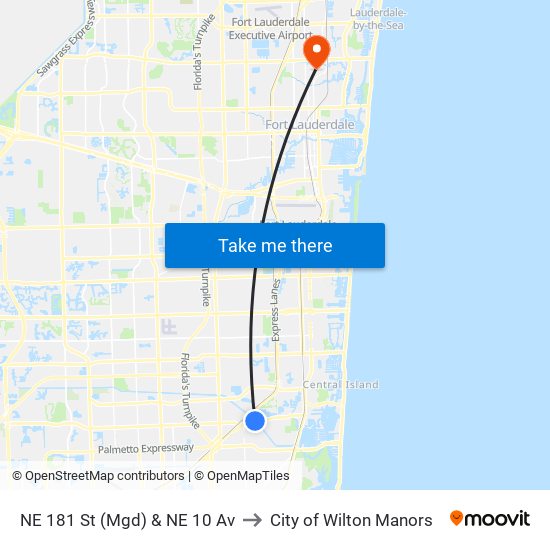 NE 181 St (Mgd) & NE 10 Av to City of Wilton Manors map