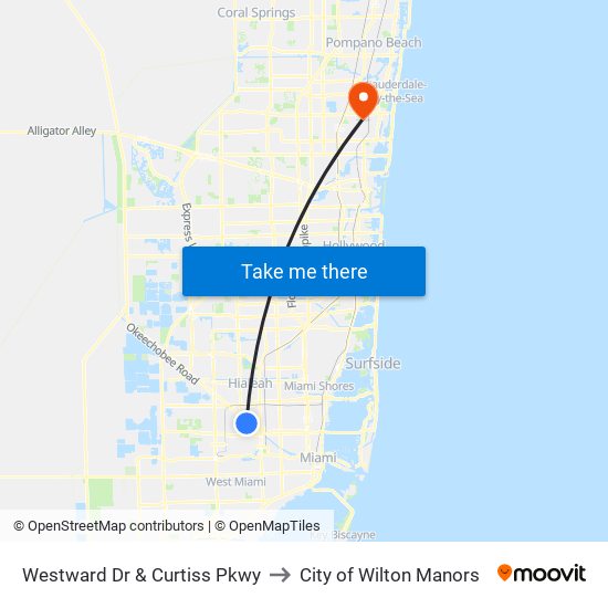 Westward Dr & Curtiss Pkwy to City of Wilton Manors map