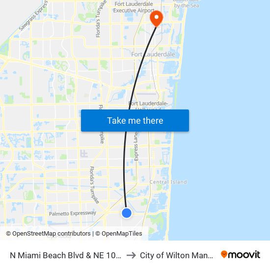 N Miami Beach Blvd & NE 10 Av to City of Wilton Manors map