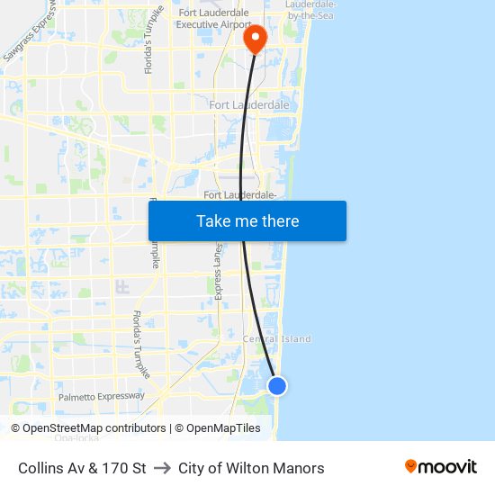 Collins Av & 170 St to City of Wilton Manors map