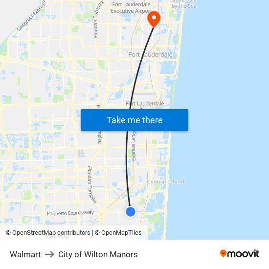 Walmart to City of Wilton Manors map