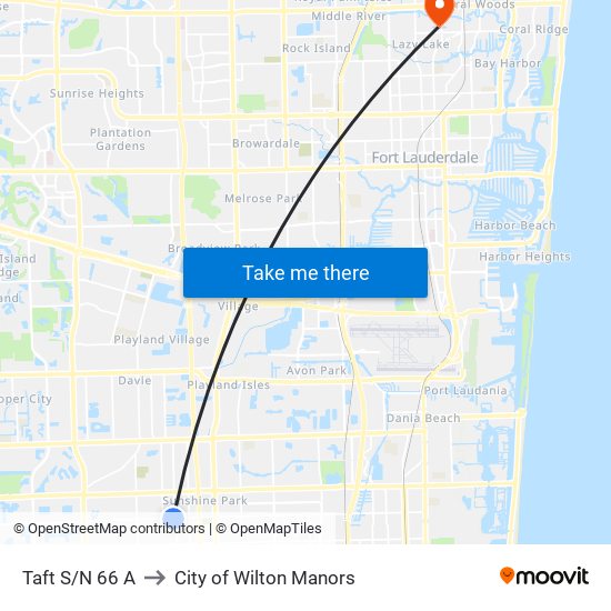 Taft S/N 66 A to City of Wilton Manors map