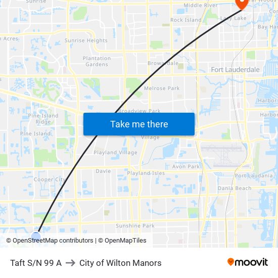 Taft S/N 99 A to City of Wilton Manors map