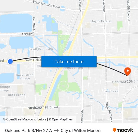 OAKLAND PARK B/NW 27 A to City of Wilton Manors map