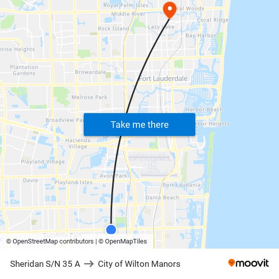 Sheridan S/N 35 A to City of Wilton Manors map