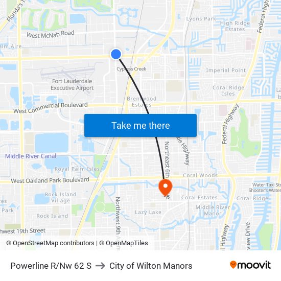 Powerline R/Nw 62 S to City of Wilton Manors map