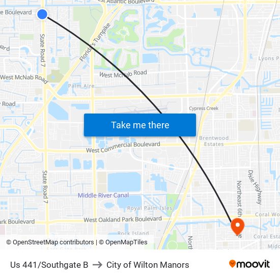 Us 441/Southgate B to City of Wilton Manors map