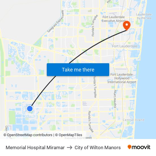 Memorial Hospital Miramar to City of Wilton Manors map