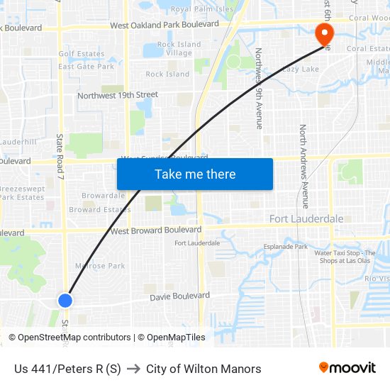 Us 441/Peters R (S) to City of Wilton Manors map