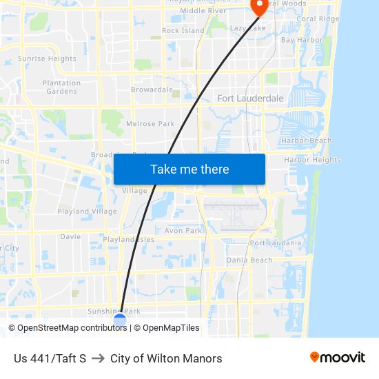 Us 441/Taft S to City of Wilton Manors map