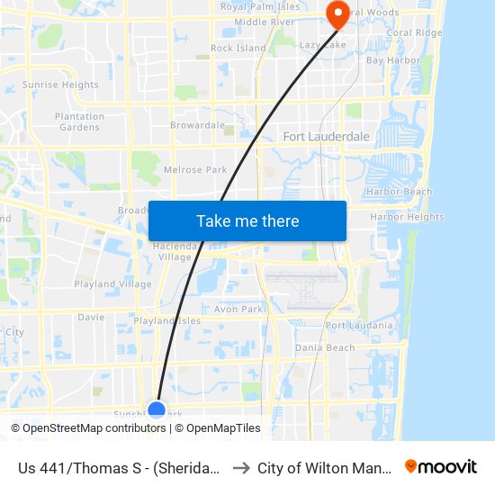 Us 441/Thomas S - (Sheridan S) to City of Wilton Manors map