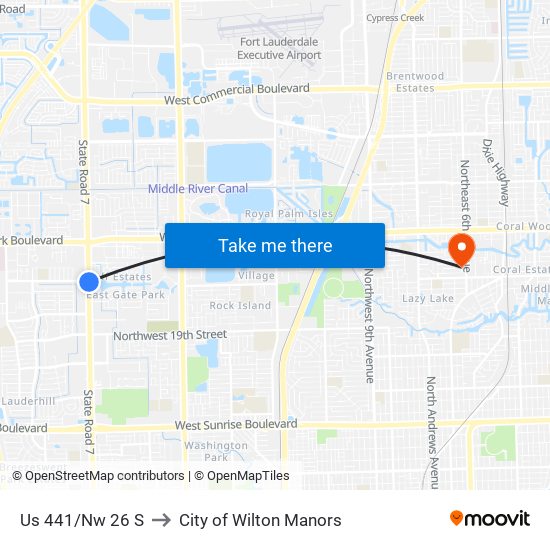 Us 441/Nw 26 S to City of Wilton Manors map