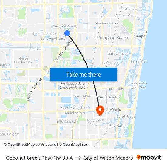 COCONUT CREEK PKW/NW 39 A to City of Wilton Manors map