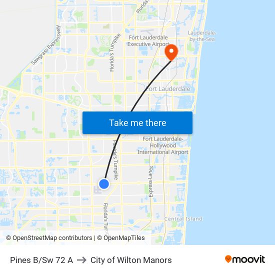 Pines B/Sw 72 A to City of Wilton Manors map