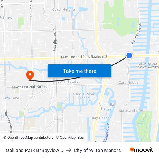 Oakland Park B/Bayview D to City of Wilton Manors map