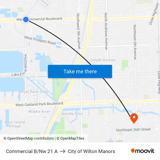 Commercial B/Nw 21 A to City of Wilton Manors map