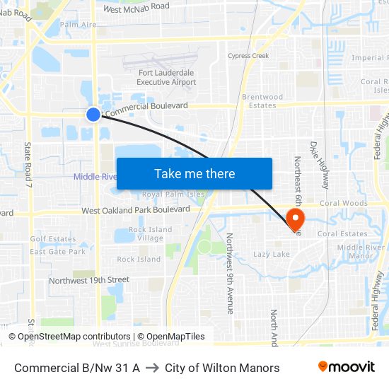 Commercial B/Nw 31 A to City of Wilton Manors map