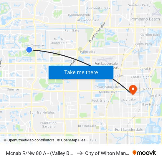 MCNAB R/NW 80 A - (VALLEY BANK) to City of Wilton Manors map