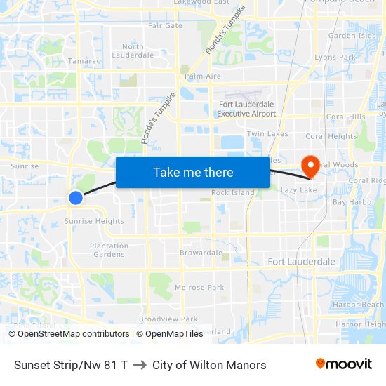 Sunset Strip/Nw 81 T to City of Wilton Manors map