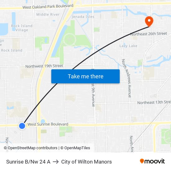 Sunrise B/Nw 24 A to City of Wilton Manors map