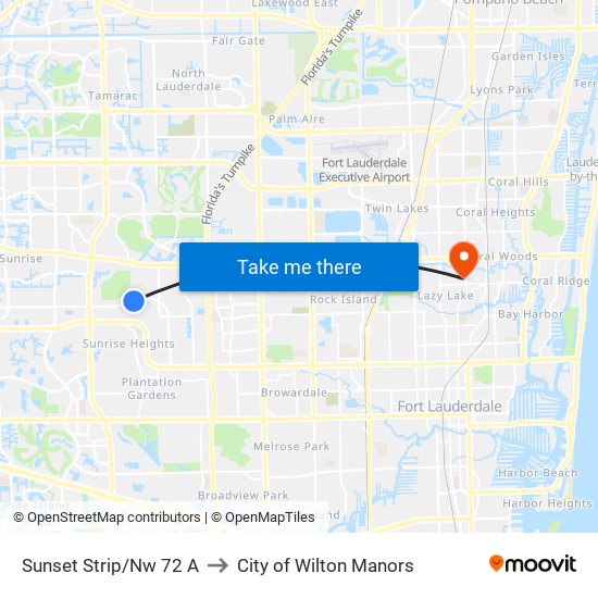 Sunset Strip/Nw 72 A to City of Wilton Manors map