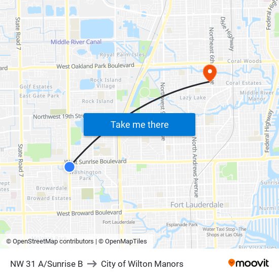 NW 31 A/Sunrise B to City of Wilton Manors map