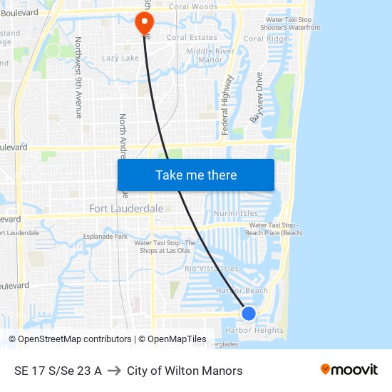 SE 17 S/Se 23 A to City of Wilton Manors map