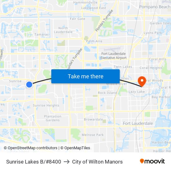 Sunrise Lakes B/#8400 to City of Wilton Manors map