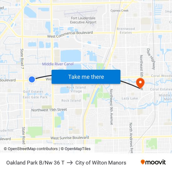 Oakland Park B/Nw 36 T to City of Wilton Manors map