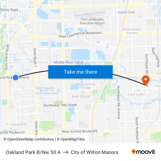 OAKLAND PARK B/NW 50 A to City of Wilton Manors map