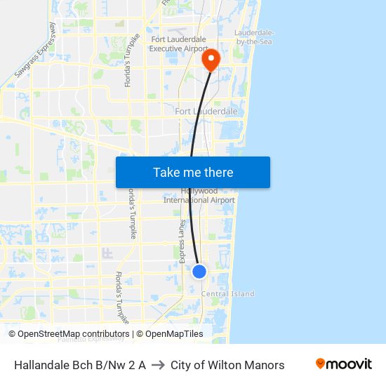 HALLANDALE BCH B/NW 2 A to City of Wilton Manors map