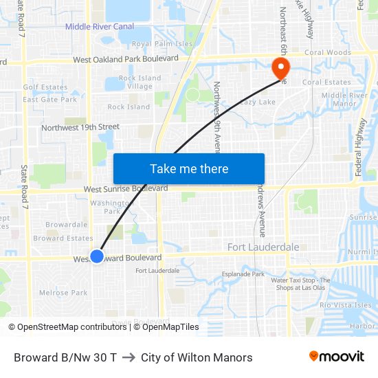 Broward B/Nw 30 T to City of Wilton Manors map