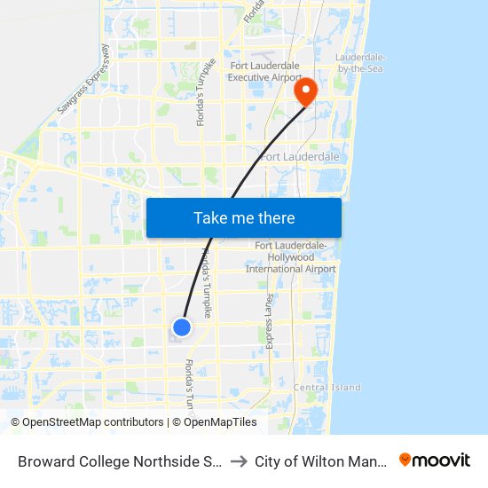 Broward College Northside Stop to City of Wilton Manors map