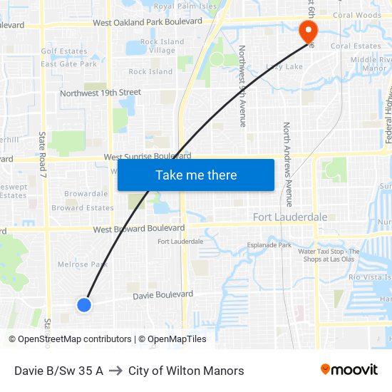 Davie B/Sw 35 A to City of Wilton Manors map