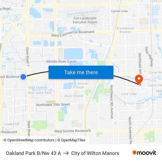 OAKLAND PARK B/NW 43 A to City of Wilton Manors map