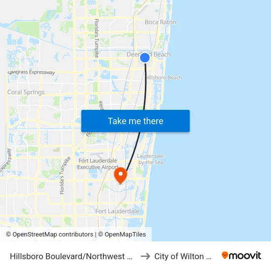 Hillsboro Boulevard/Northwest 2nd Avenue to City of Wilton Manors map
