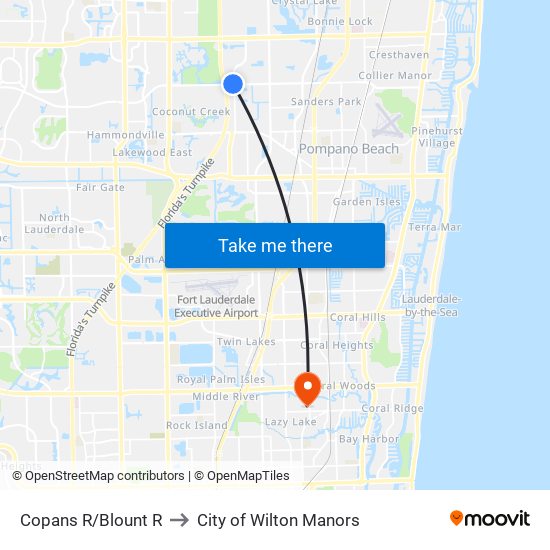 Copans R/Blount R to City of Wilton Manors map