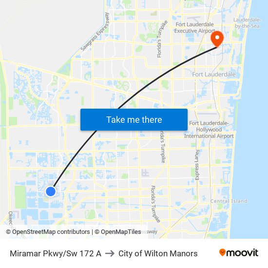 Miramar Pkwy/Sw 172 A to City of Wilton Manors map