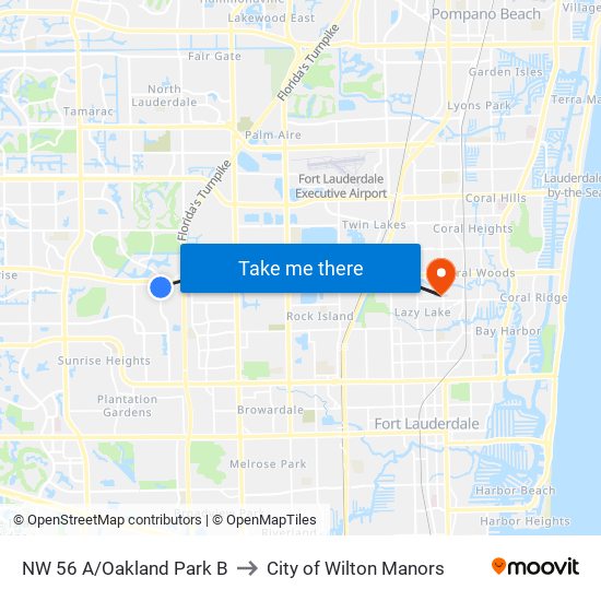 NW 56 A/Oakland Park B to City of Wilton Manors map