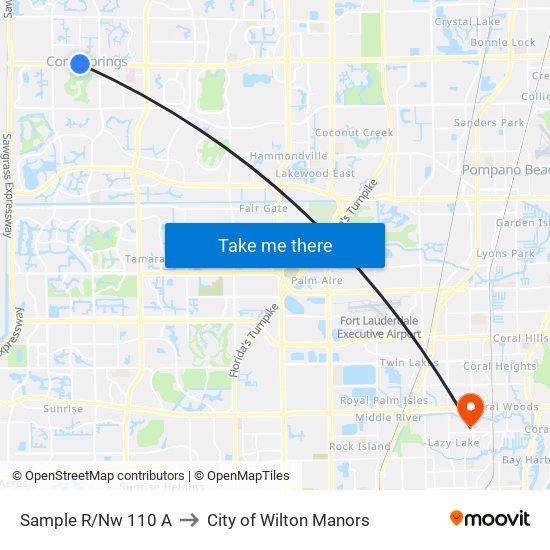 Sample R/Nw 110 A to City of Wilton Manors map