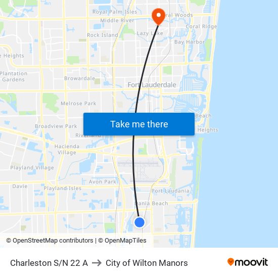 Charleston S/N 22 A to City of Wilton Manors map
