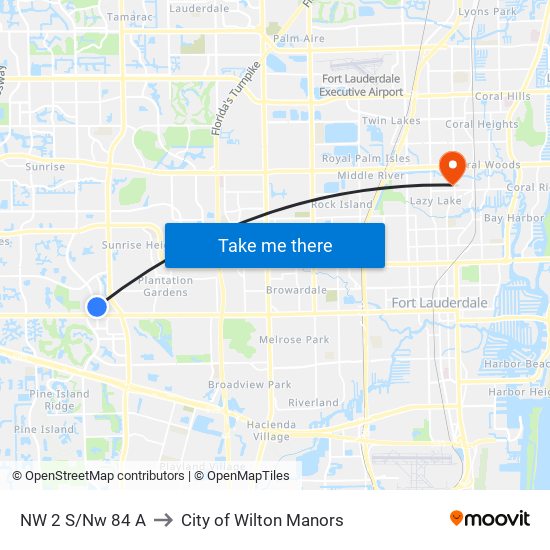 NW 2 S/NW 84 A to City of Wilton Manors map