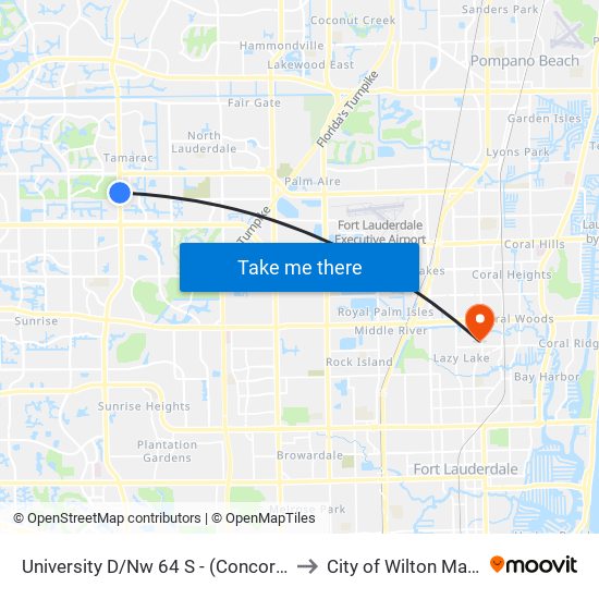 University D/Nw 64 S - (Concord Vl II) to City of Wilton Manors map