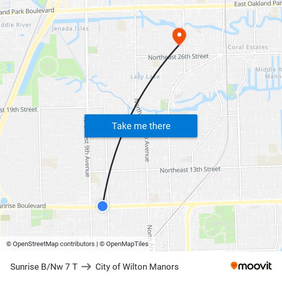 Sunrise B/Nw 7 T to City of Wilton Manors map